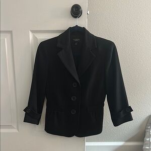 Talbots Black Blazer with Structured Lapels and Smooth Finish